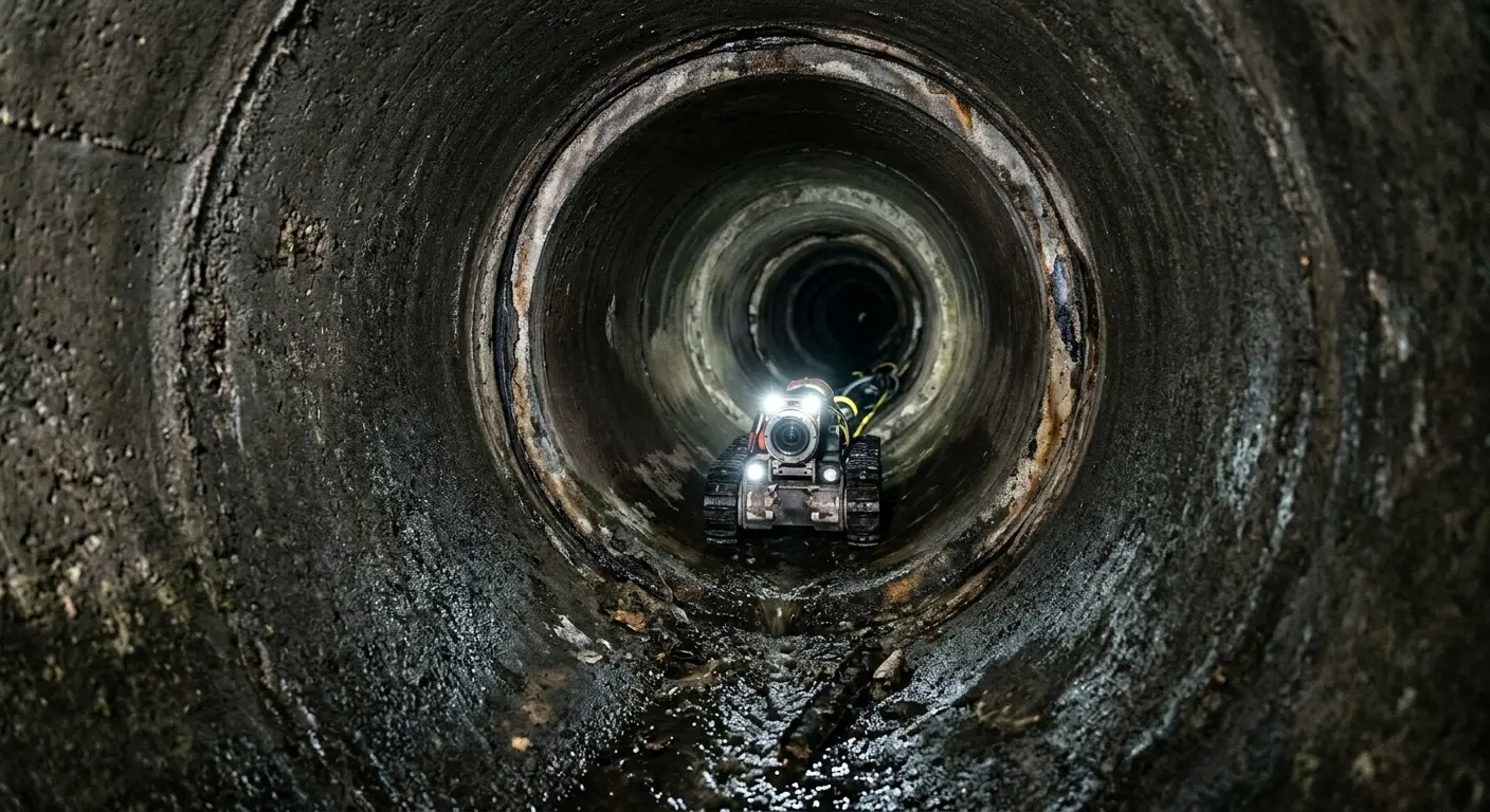 Robotic sewer camera inspecting pipe interior for Drain Snake Service in Conemaugh